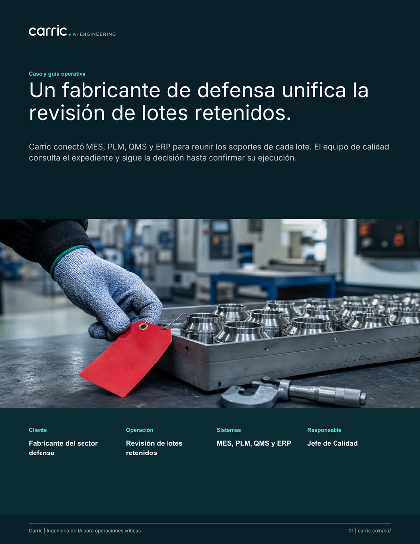 Portada del caso y la guía operativa para revisar lotes retenidos